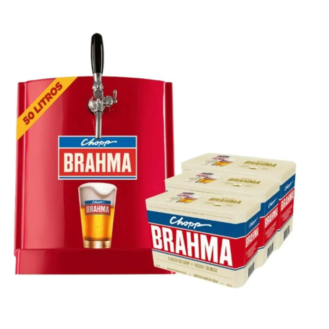 Chopp Brahma Claro 50L + 3 Packs Chopp Brahma em Lata